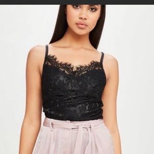 Carli Bybel X missguided black lace bodysuit